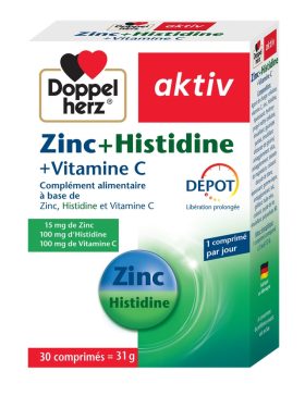 DOPPELHERZ AKTIV ZINC HISTIDINE + VITAMINE C<span class="format-sus"><b>Format :</b>30 comprimés</span>