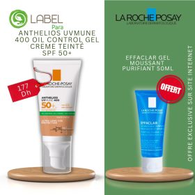 LA ROCHE-POSAY ANTHELIOS FONDANTE UVMUNE 400 TEINTÉE + EFFACLAR GEL MOUSSANT 50ML<span class="format-sus"><b>Format :</b>50 ml</span>