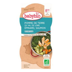 Babybio BOL POMME DE TERRE EPINARD SAUMON 2 X 200 G<span class="format-sus"><b>Format :</b>2X200G</span>
