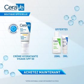 CeraVe Crème Hydratante SPF50 52 ml + Cadeaux Offerts!<span class="format-sus"><b>Format :</b>52 ml</span>