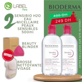 PACK 2 x BIODERMA SENSIBIO H2O EAU MICELLAIRE DEMAQUILLANTE 500 ML + CADEAUX OFFERTS !