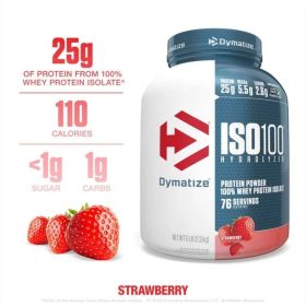 Dymatize ISO100 Isolat de protéines de lactosérum hydrolysé à 100 % Fraise - 5 lb - 2300g<span class="format-sus"><b>Format :</b>2.3 KG</span>