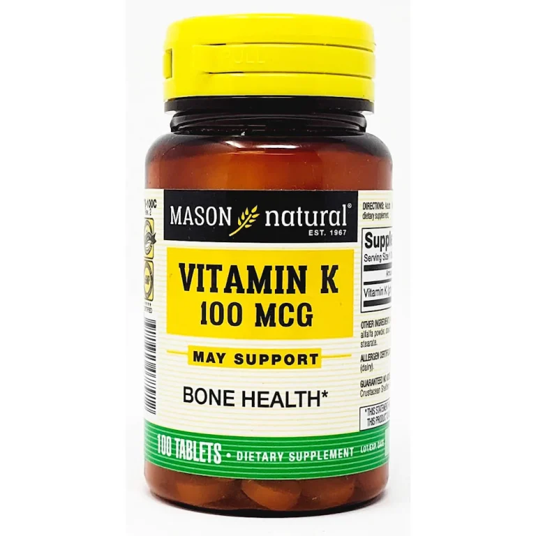 Mason Natural  Vitamin K 100 mcg<span class="format-sus"><b>Format :</b>100 comprimés</span>